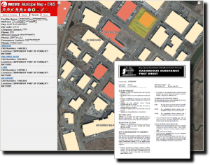 ERIS Screenshot depicting Right to Know factsheet and critical facility data